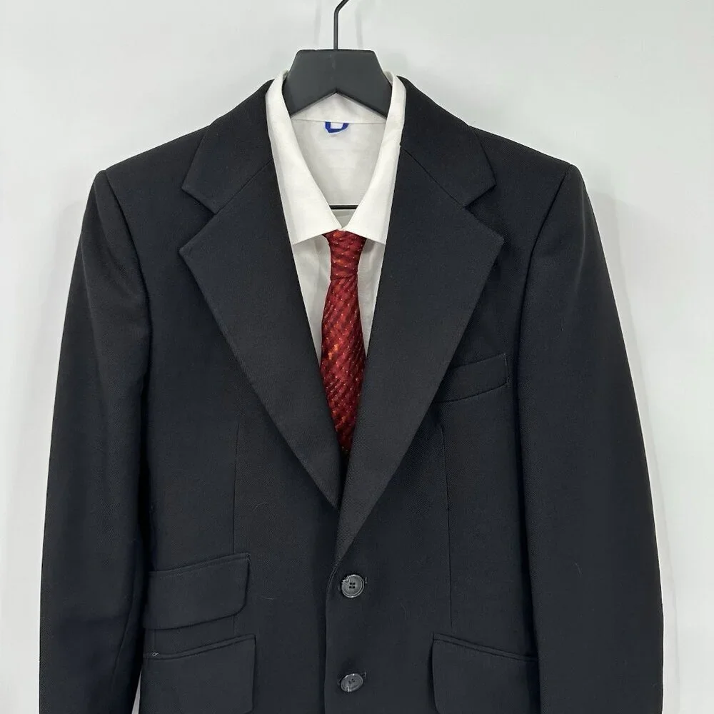 FIORAVANTI jacket blazer sport coat black 36S two button vintage 70s retro